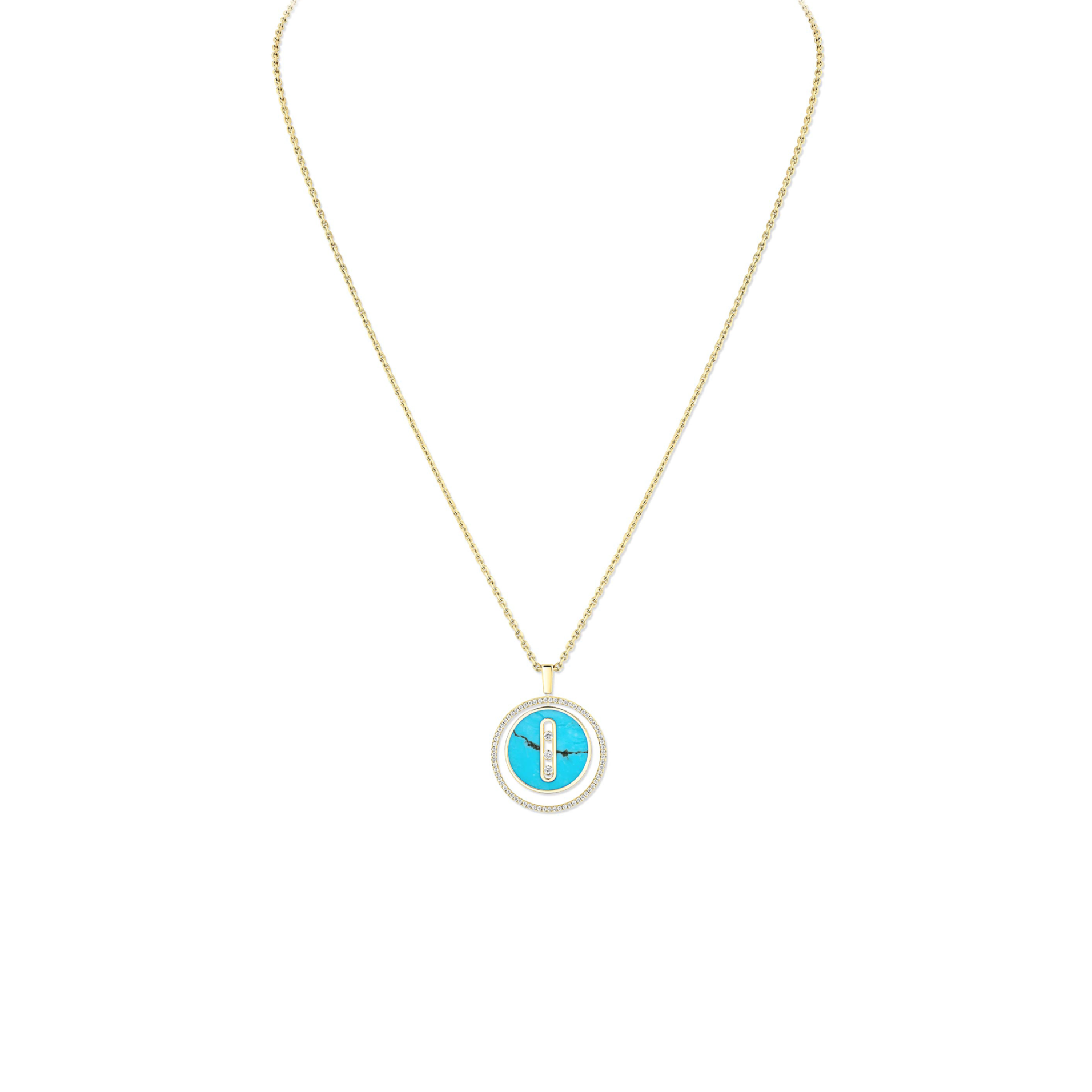 Mes1kaa lucky move turquoise necklace medium yellow gold d1am0nd necklace 10836